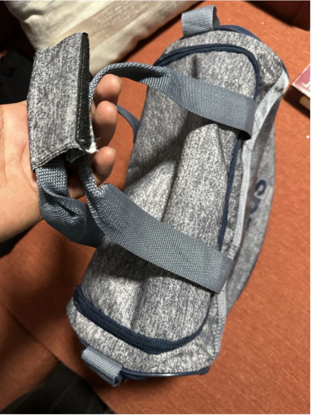 adidas Small 5L Gray/Blue Gym Bag Zip Closure Logo Polyester